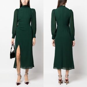Reformation Aude Midi Dress in Forest Size 2 Emerald Green New Formal